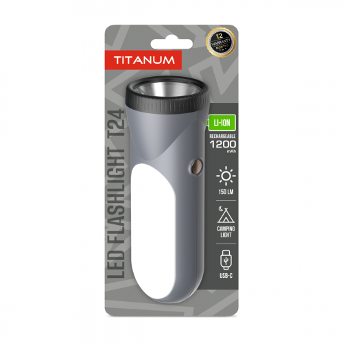 Портативный светодиодный аккумуляторный LED фонарик Titanum 150Lm 8000К/10000 X2 TLF-T24