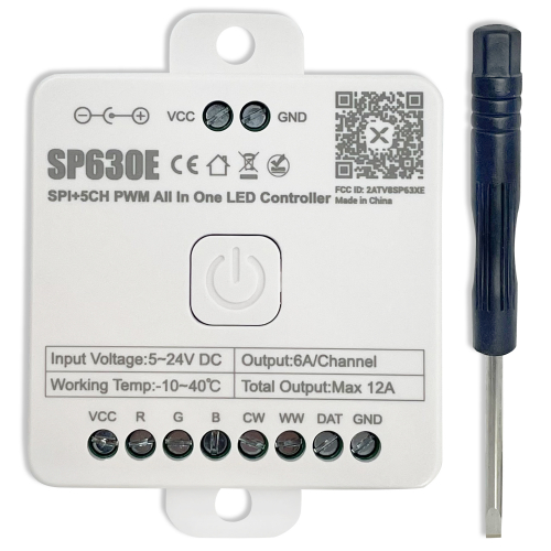 Контроллер универсальный Prolum RGB 12в1 Bluetooth SPI+5ch SP630e 12А 12-24V 402051