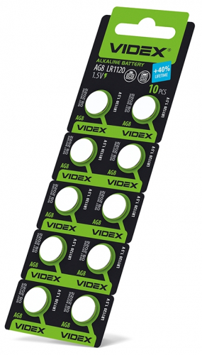 Батарейки часові лужні Videx АG8 (LR1120) AG8/10B/1.5V (1 блістер) 10 шт.