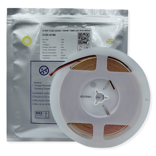 LED стрічка Estar STRIP COB 480шт/м 10W/м IP20 24V 4000K 5 метрів 240050-6188