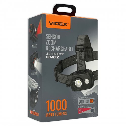 Налобный светодиодный аккумуляторный LED фонарь Videx 1000Lm 5000K IP65 VLF-H047Z