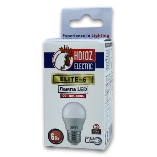 Світлодіодна LED лампа Horoz кулька ELITE-6 6W E27 6400K 001-005-0006-041