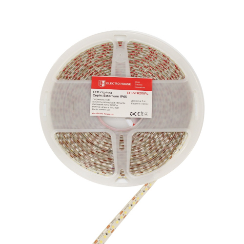 LED стрічка ElectroHouse Externum IP65 180шт/м 14W/м 12V лимонний EH-STR20IPL