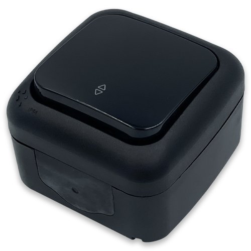 Вимикач зовнішній прохідний Viko Palmiye Чорний IP54 90555104