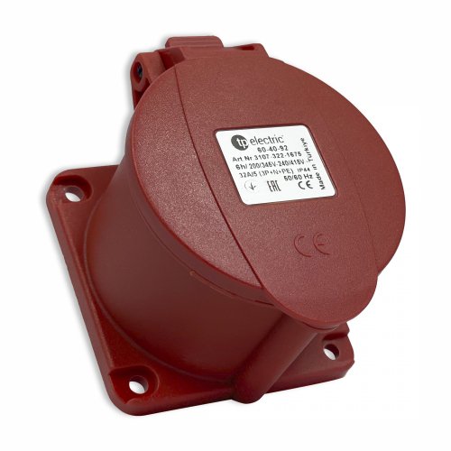 Розетка силова промислова TP Electric 5x32A 3P+N+PE із заземленням 75x75 пряма 60-40-92