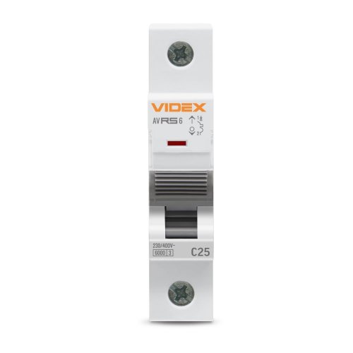 Автоматический выключатель Videx RESIST RS6 1п 25А С 6кА VF-RS6-AV1C25