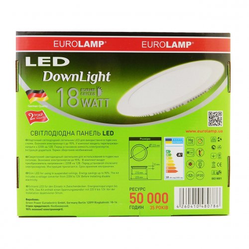 Точковий LED світильник Eurolamp 18W 4000K коло LED-DLR-18/4