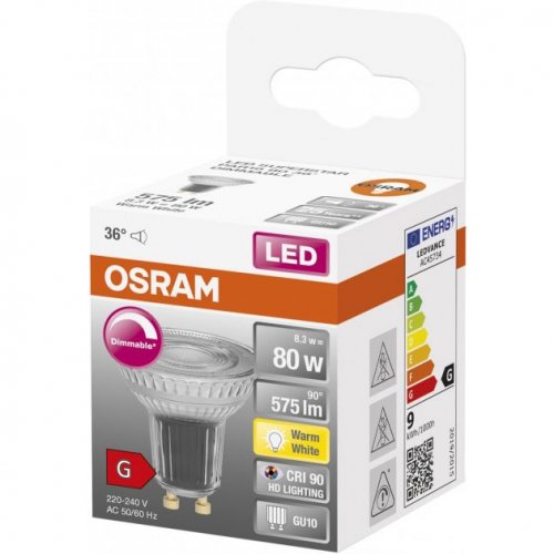 LED лампа Osram LED Dim 8.3W GU10 2700K 4058075433663