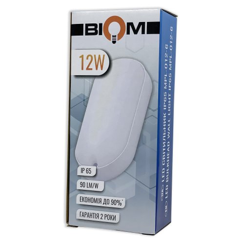 LED светильник Biom ЖКХ MPL-О12-6 12W 6000K IP65 овальный 17816