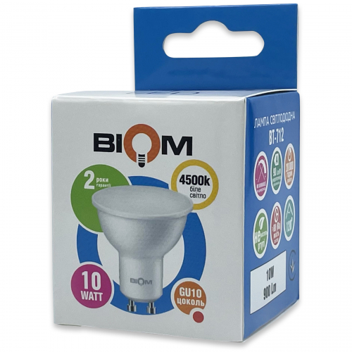 Світлодіодна LED лампа Biom MR16 10W GU10 4500K BT-712 25737
