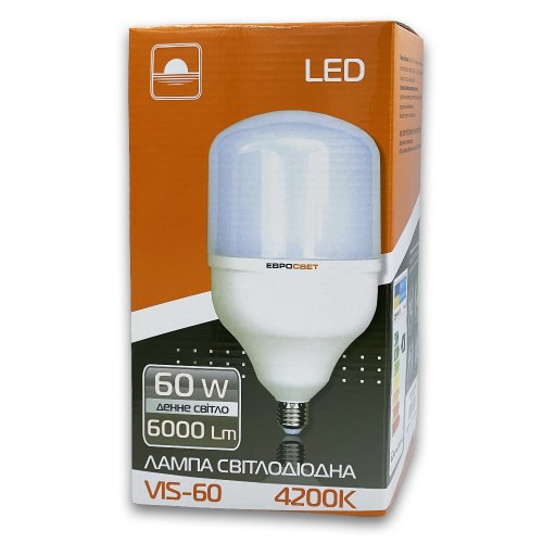 Світлодіодна LED лампа Євросвітло 60W Е27 + Е40 4200K (VIS-60-E40) 000042334