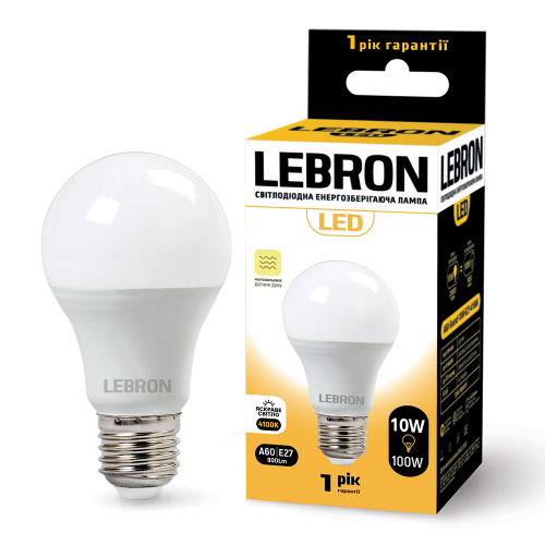 Світлодіодна LED лампа Lebron L-A60 10W Е27 4100K з микрохвильовим датчиком руху 11-11-84