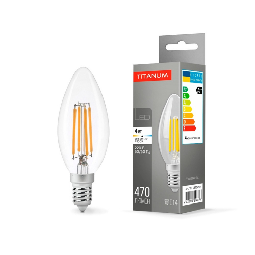 Світлодіодна LED лампа Titanum Filament C37 4W E14 4100K TLFC3704144