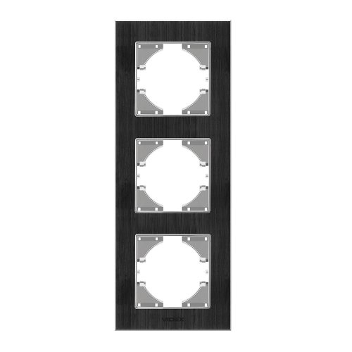 Рамка Videx Binera 3 поста вертикальная черный алюминий VF-BNFRA3V-B