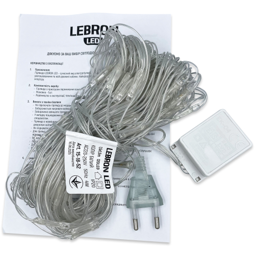 LED гирлянда Lebron сетка 1.5x1.5м 120LED 220В IP20 белая 15-18-52 LED гирлянда Lebron сетка 1.5x1.5м 120LED 220В IP20 белая 15-18-52