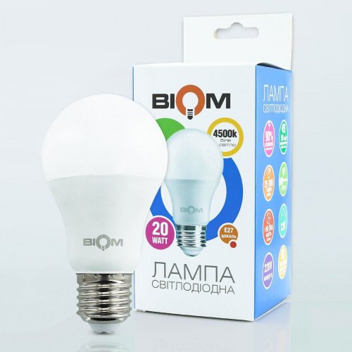 Світлодіодна лампа Biom А80 20W E27 4500K BT-520