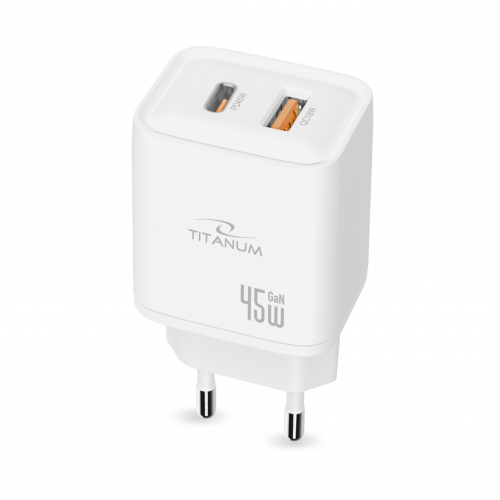 Сетевое зарядное устройство Titanum CH45AC 45W USB-A+USB-C TA-CH45AC-W