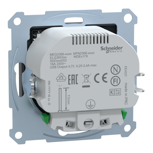 Розетка Schuko с заземлением и 2 USB 2,4 A Schneider Merten Антрацит MTN2366-0414