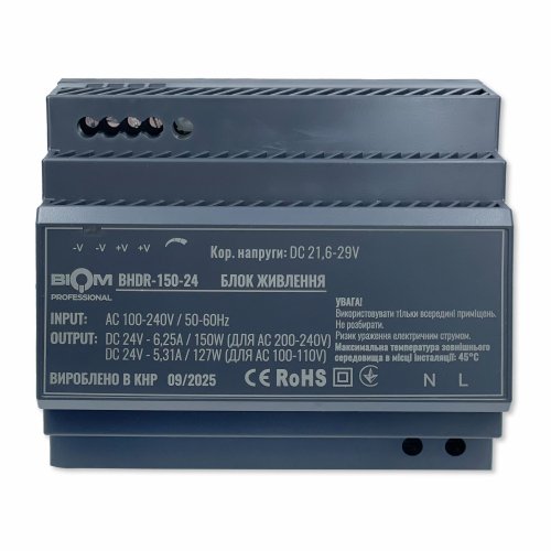 Блок питания Biom на DIN-рейку 150W 6.25A 24V BHDR-150-24