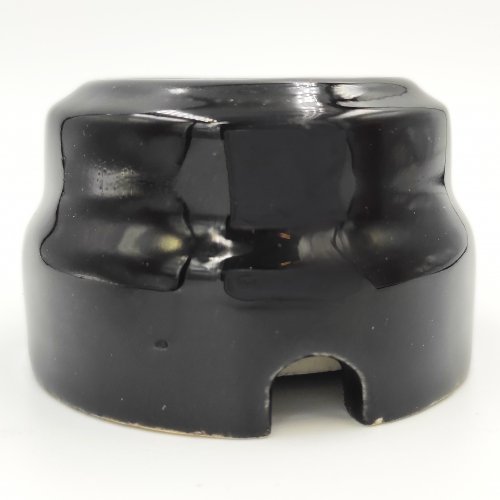 Розетка ретро накладна із заземленням керамічна чорна ER-13-17
