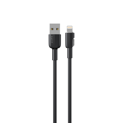 Кабель з'єднувальний зарядний HAVIT USB - Lightning 2.4A 1м силіконовий Black HV-CB306C