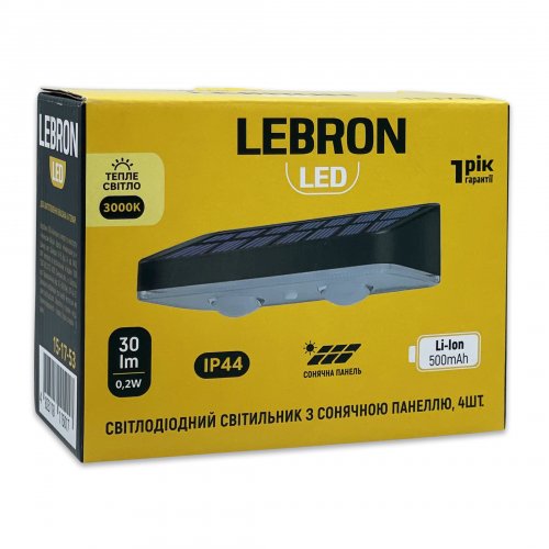 LED светильник уличный Lebron L-SL-14546 на солнечной батарее 0.2W 3000К IP44 15-17-53