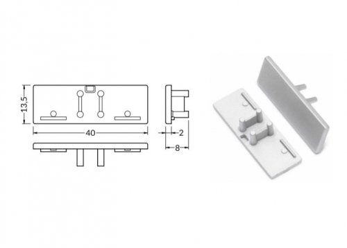 Заглушка TOPMET для декоративного профілю BACK-10 13х40мм Z/back-10 Silver