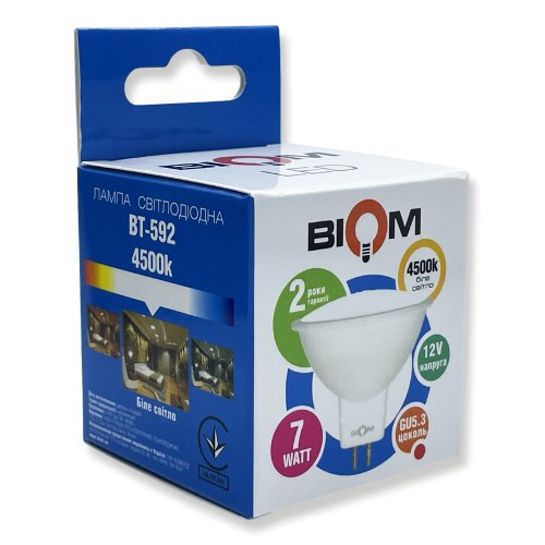 LED лампа Biom MR16 7W GU5.3 4500K 12V BT-592 14105