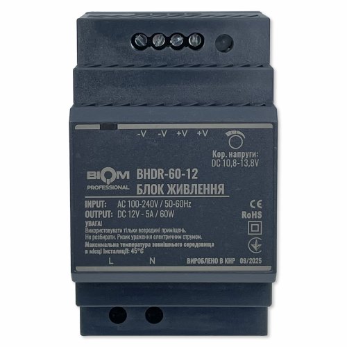 Блок питания Biom на DIN-рейку 60W 5A 12V BHDR-60-12