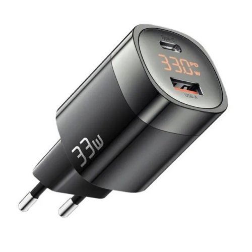 Сетевое зарядное устройство Essager Lingyun 33W GaN Digital Display A+C black el-33