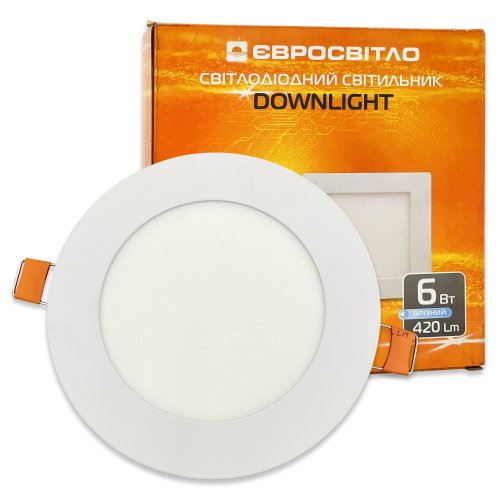 Точковий LED світильник Downlight Євросвітло 6W 6400К вбудованний коло LED-R-120-6 000039171