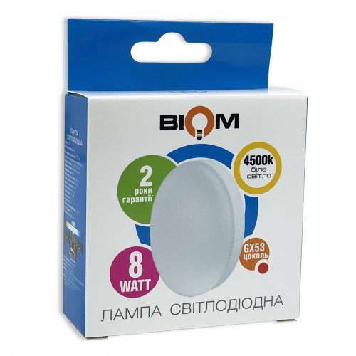 LED лампа Biom 8W GX53 4500K BT-595 24198