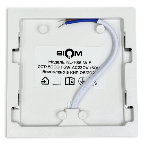LED світильник накладний Biom 6W 5000К IP40 квадрат білий NL-1-S6-W-5 25790