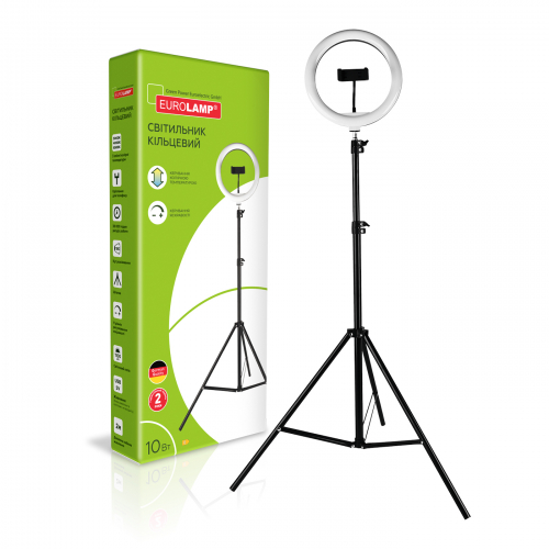 Світильник на підставці LED Eurolamp 10W 3000-6500К кільцевий штатив LED-RL-10W(black)