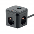 Сетевой фильтр-удлинитель IKOS С33S-СUPD 20W 3 розетки/1USBType-/2Type-C 1.4м black 0027-CES