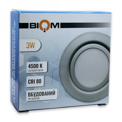 LED светильник Biom 3W 4500К встраиваемый круг хром VL-R3W-4-I