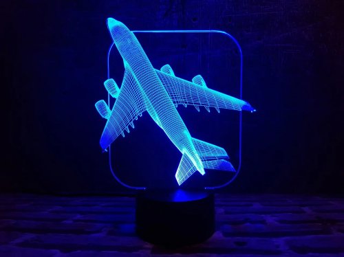 3D світильник "Літак" з пультом+адаптер+батарейки (3ААА) 09-011