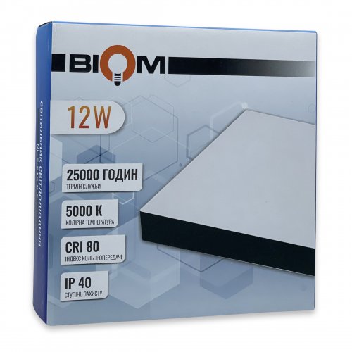 LED светильник накладной Biom 12W 5000К IP40 квадрат черный NL-2-S12-B-5 25799
