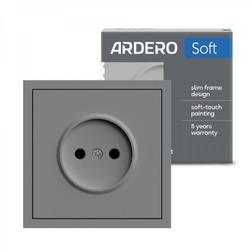 Розетка Ardero ER111-G Soft одинарная без заземления серая 8650