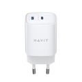 Мережевий зарядний пристрій HAVIT UC45 PD45W 2xUSB-C White HV-UC45-WH
